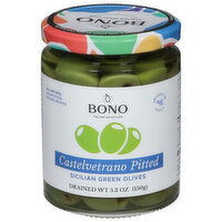 Bono Olives, Green, Sicilian, Castelvetrano Pitted, 5.3 Ounce