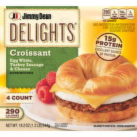 Jimmy Dean Delights Croissant Breakfast Sandwiches with Turkey Sausage, Egg White, and Cheese, Frozen, 4 Each