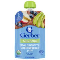 Gerber Organic Sitter 2nd Foods Pear Blueberry Apple Avocado Puree, 3.5 Ounce