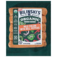 Bilinski's Chicken Sausage, Organic, Mild Italian with Bell Peppers, 12 Ounce