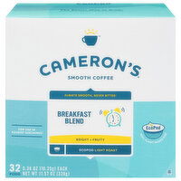 Cameron's Coffee, Smooth, Light Roast, Breakfast Blend, Ecopod, 32 Each