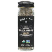 Watkins Black Pepper, Organic, Ground, 2.8 Ounce