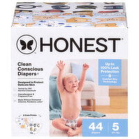 Honest Clean Conscious Size 5 Diapers (27+ lbs (12+ kg)), 44 Each