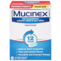 Mucinex Expectorant, Maximum Strength, Extended-Release Bi-Layer Tablets, Value Size, 42 Each