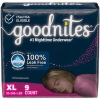 Goodnites Underwear, XL, 9 Each