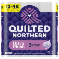 Quilted Northern Ultra Plush Bathroom Tissue, Unscented, Mega Rolls, 3-Ply, 12 Each