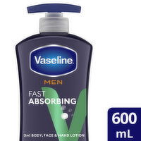 Vaseline Fast Absorbing 3-in-1 Face Hands & Body Lotion For Men, 20.3 Ounce