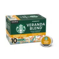 Starbucks Keurig K-Cup Coffee Pods, Veranda Blend, Blonde Roast, 10 Each