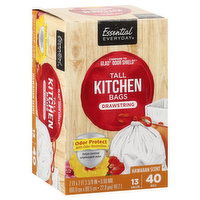 Essential Everyday Tall Kitchen Bags, Drawstring, Hawaiian Scent, 13 Gallon, 40 Each