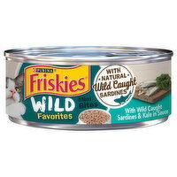 Friskies Wild Favorites Cat Food, with Wild Caught Sardines & Kale in Sauce, Mini Bites, 5.5 Ounce