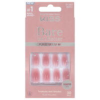 Kiss Bare but Butter Sculpted Nails, Trunude Nail Shades, Premium, Medium, 30 Each