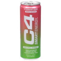 C4 Smart Energy Energy Drink, Sparkling, Zero Sugar, Strawberry Guava, 12 Fluid ounce