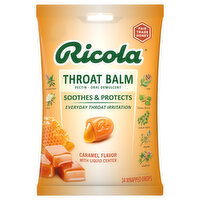 Ricola Throat Balm, Caramel Flavor, Drops, 34 Each