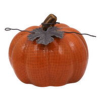 Creative Designs Ceramic Pumpkin, with Metal Leaves, 1 Each