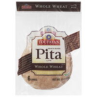 Toufayan Bakeries Pita, Whole Wheat, Hearth Baked, 6 Each