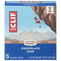 Clif Bar Energy Bars, Chocolate Chip, 5 Each