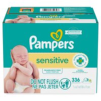 Pampers Sensitive Baby Wipes Sensitive Perfume Free 4X Pop-Top Packs 336 Count, 336 Each