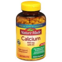 Nature Made Calcium, with D3, 600 mg, Tablets, Value Size, 220 Each