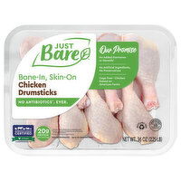 Just Bare Bone-In Skin-On Chicken Drumsticks, 36 Ounce