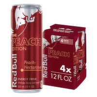 Red Bull Peach Edition Energy Drink, Peach Nectarine, 114mg Caffeine, 12 fl oz, 4 Each