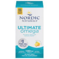 Nordic Naturals Ultimate Omega, 1280 mg, Soft Gels, Lemon, 60 Each