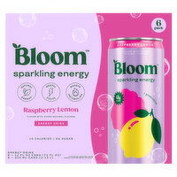 Bloom Energy Drink, Sparkling, Raspberry Lemon, 6 Each