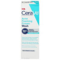 CeraVe Cream Wash, Acne, Foaming, Maximum Strength, 10% Benzoyl Peroxide, 5 Fluid ounce