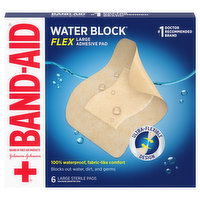 Band-Aid Water Block Flex Adhesive Pad, Sterile, Large, 6 Each