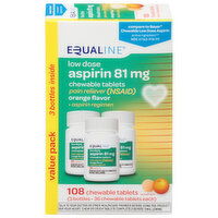 Equaline Aspirin, Low Dose, 81 mg, Orange Flavor, Chewable Tablets, Value Pack, 3 Each