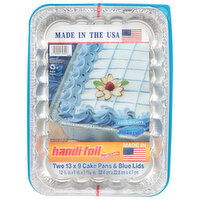 Handi-Foil Cake Pans & Blue Lids, 2 Each