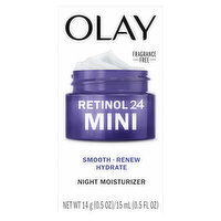 Olay Regenerist Olay Retinol 24 Mini, Smooth - Renew - Hydrate Night Face Moisturizer, Fragrance-Free, Trial Size 0.5 oz, 0.5 Ounce