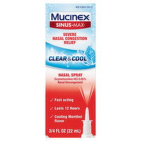 Mucinex Sinus-Max Nasal Spray, Clear & Cool, 0.75 Fluid ounce