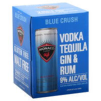 Monaco Vodka Tequila Gin & Rum, Gluten Free, Blue Crush, 4 Each