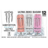Monster Zero Sugar Ultra Peachy Keen/Zero Ultra/Ultra Strawberry Dreams Energy Drink, 12 Each