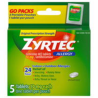 Zyrtec Allergy, Original Prescription Strength, 10 mg, Tablets, Go Packs, 5 Each