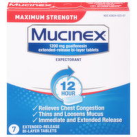 Mucinex Expectorant, Maximum Strength, 1200 mg, Tablets, 7 Each