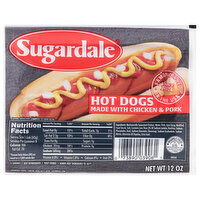 Sugardale Pork Hot Dog, 12 Ounce