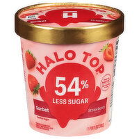 Halo Top Sorbet, Strawberry Flavored, 54% Less Sugar, 1 Pint