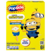 Popsicle Frozen Confection Bars, Strawberry Banana/Blue Raspberry, Minions, 6 Each