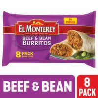 El Monterey Burritos, Beef & Bean, Family Size, 8 Pack, 8 Each