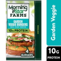 MorningStar Farms Plant Based Veggie Burgers, Garden Veggie, 9.5 Ounce