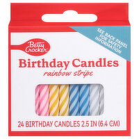 Betty Crocker Birthday Candles, Rainbow Stripe, 24 Each