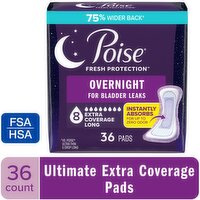 Poise Fresh Protection Extra Coverage Overnight Pads, 36 Each