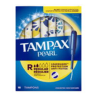 Tampax Pearl Tampax Pearl Tampons with LeakGuard Braid, Regular, 18 Ct, 18 Each