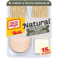 Oscar Mayer Meat & Cheese Snack Plate with Slow Roasted Turkey, White Cheddar Cheese & Whole Wheat Crackers, 3.3 Ounce