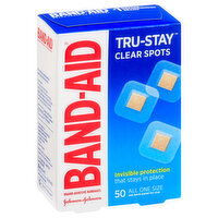 Band Aid Tru-Stay Bandages, Clear Spots, All One Size, 50 Each