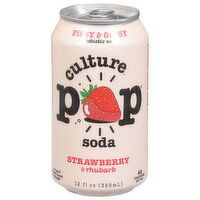 Culture Pop Soda, Probiotic, Strawberry & Rhubarb, 12 Fluid ounce