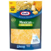 Kraft Cheese, Four Cheese, Natural, Mexican Style, 16 Ounce