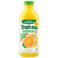 Tropicana Essentials Juice, No Sugar Added, Orange Blend, Some Pulp, 46 Fluid ounce