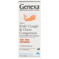 Genexa Cough & Chest Congestion, Kids', Organic Blueberry Flavor, 4 Fluid ounce